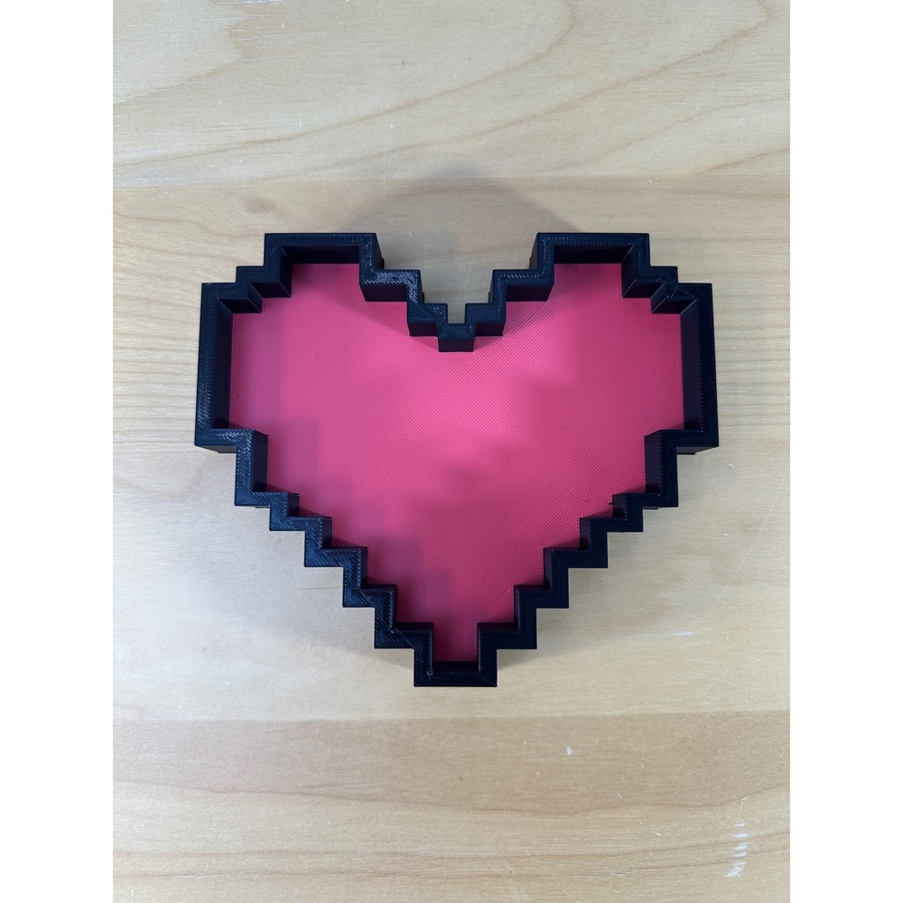 Red Pixel Heart Tray, 8-Bit Pixel Art Trinket Dish, Retro Gamer Jewelry Holder